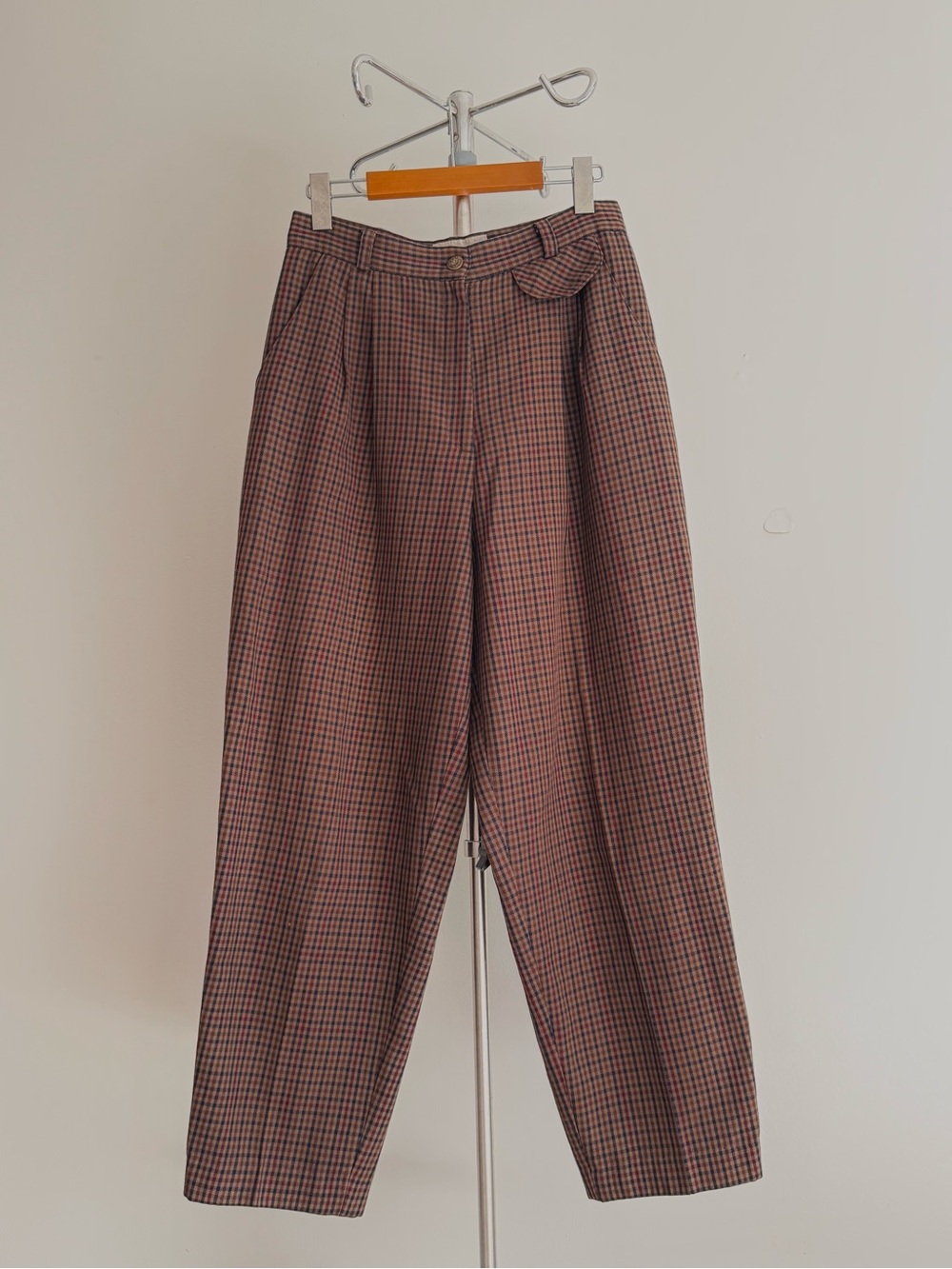 Checkered Wide Leg Pants in Brown & Red